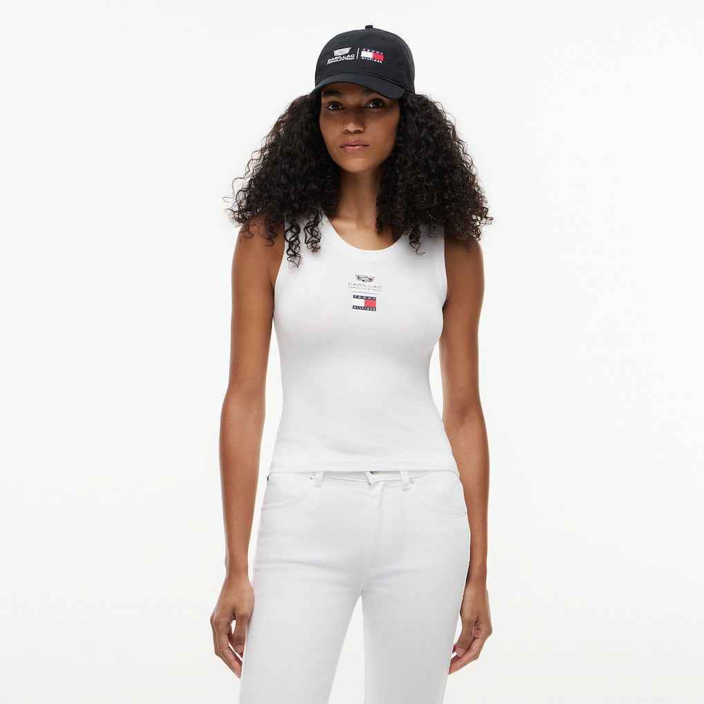 Women's Tommy Hilfiger x Cadillac Team White Logo Tank Top - Cadillac Merchandise